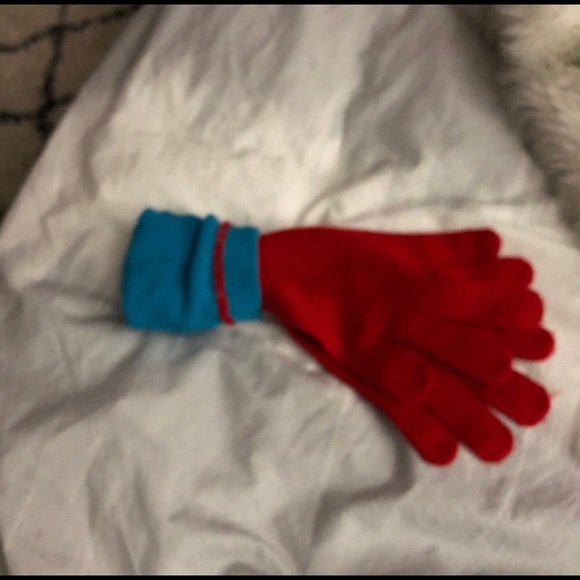 Two Toned AMERICAN APPAREL LONG GLOVES-RED/BLUE❄️ - Picture 4 of 4
